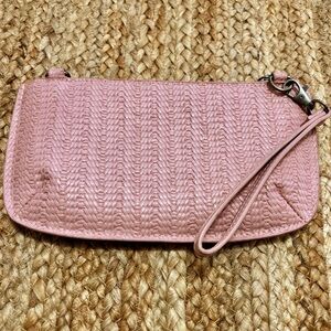 JOY Blush Pink Textured Wristlet Wallet Clutch | Zip Top | Card Slots